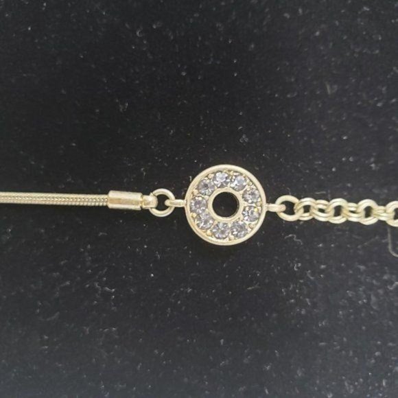 ANN TAYLOR LOFT Signed Necklace 36" Goldtone Chain Rhinestones - Picture 4 of 5